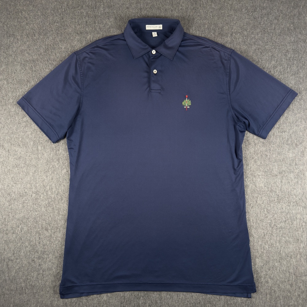 Peter Millar Polo Shirt Mens Medium Blue Tour Fit Merion 1896 Golf Performance